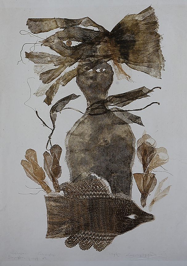 "Ձկնորս" "Էկոլոգիա" շարքից, 1990, մոնոտիպիա, 81x60 սմ